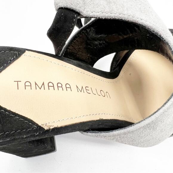 Tamara Mellon Tied Up Peep Toe Block Heels Size 38 - Picture 7 of 10